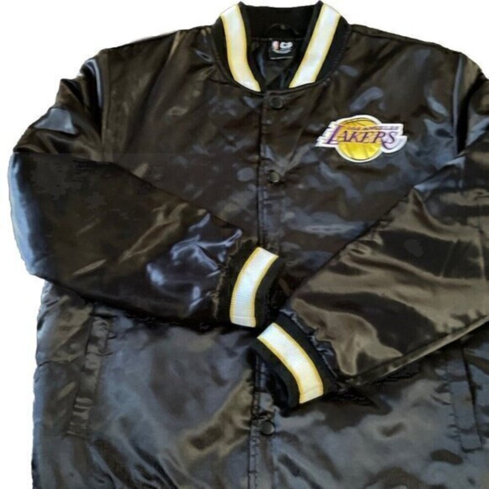 NBA Ultra Game Los Angeles Lakers Logo Stitched Black Bomber Jacket Men’s Sz S